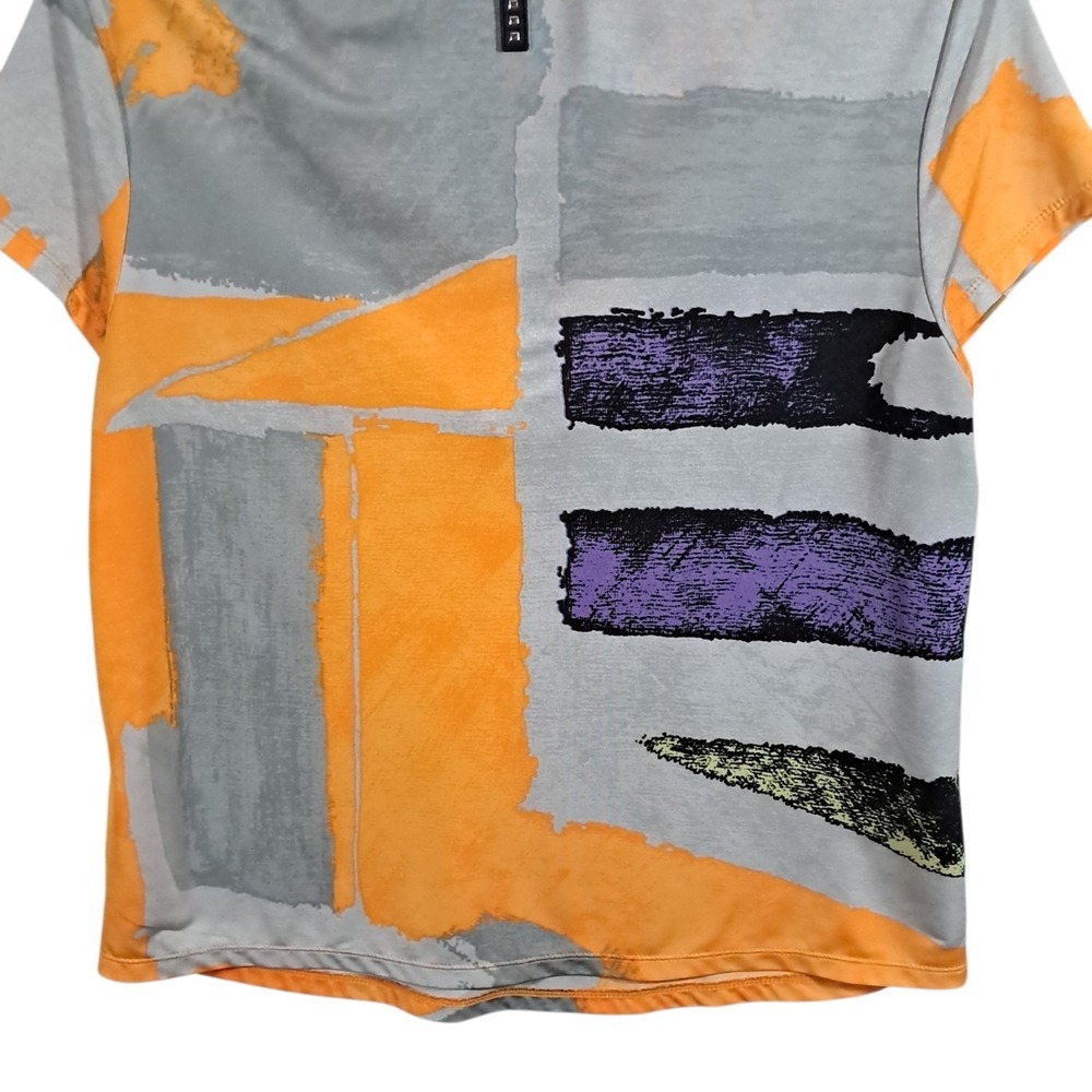 Jamie Sadock Short Sleeve Top Golf Shirt Women's Large Zipper Abstract Tennis - Picture 6 of 10